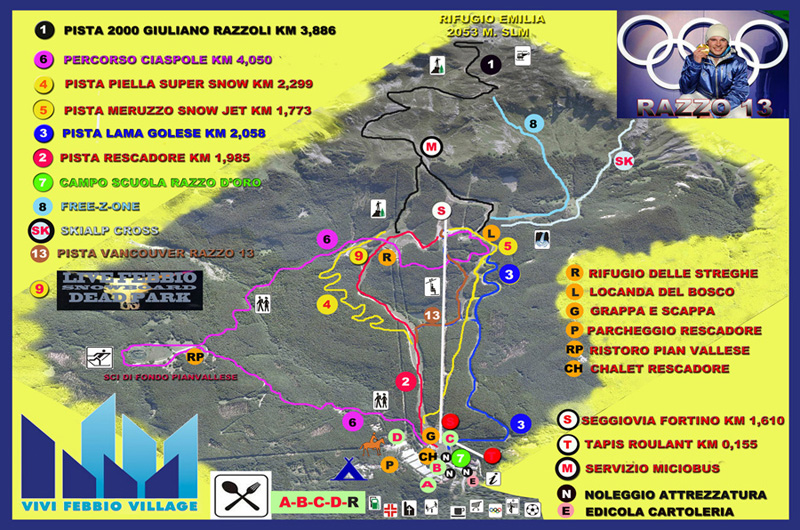 Mappa piste sci Febbio 2000